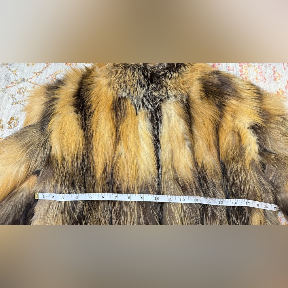 Long Golden Brown Fox Fur Trench Coat - Picture 11 of 14